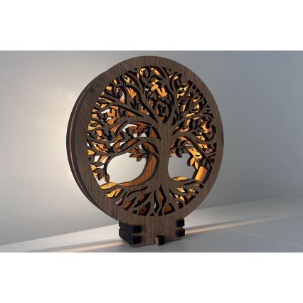 Li-Go 23648/DUB2 - Lámpara decorativa de sobremesa LED regulable LED/12W/230V 30x31 cm roble/Árbol de la vida