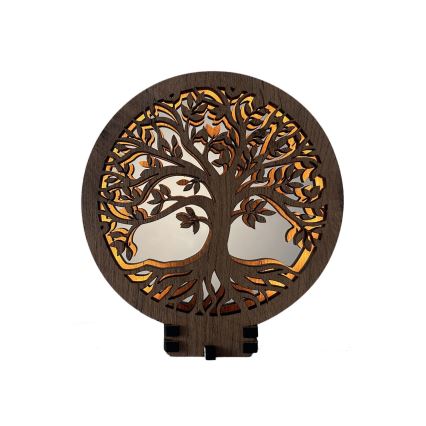 Li-Go 23648/DUB2 - Lámpara decorativa de sobremesa LED regulable LED/12W/230V 30x31 cm roble/Árbol de la vida