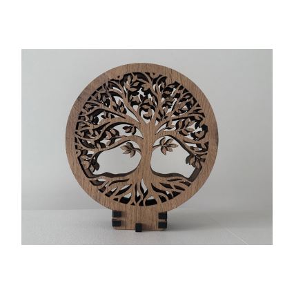 Li-Go 23648/DUB2 - Lámpara decorativa de sobremesa LED regulable LED/12W/230V 30x31 cm roble/Árbol de la vida