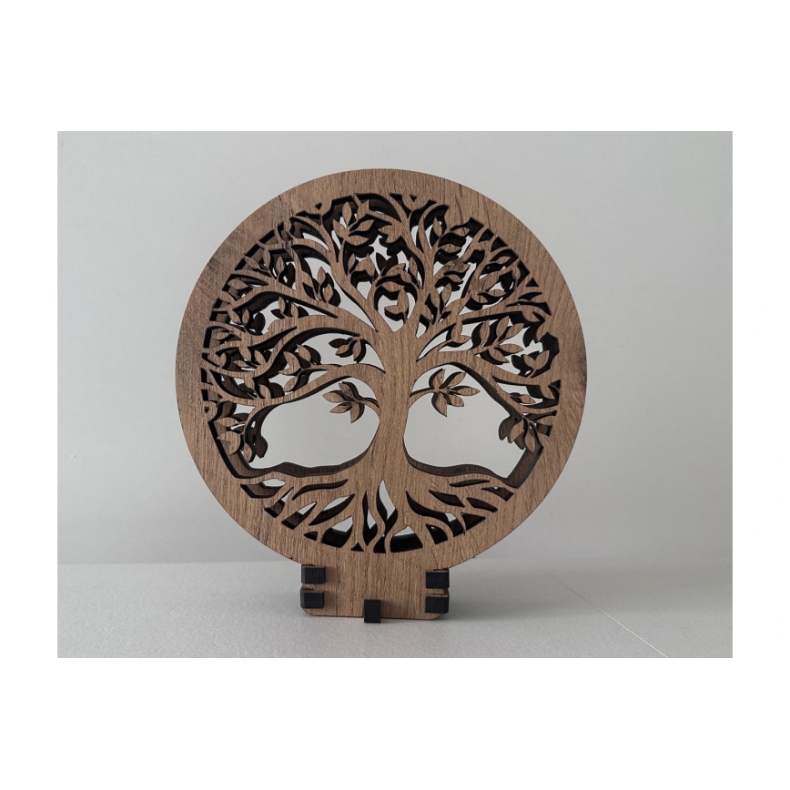 Li-Go 23648/DUB2 - Lámpara decorativa de sobremesa LED regulable LED/12W/230V 30x31 cm roble/Árbol de la vida