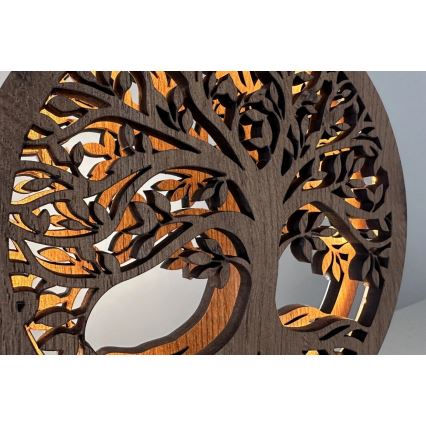 Li-Go 23648/DUB2 - Lámpara decorativa de sobremesa LED regulable LED/12W/230V 30x31 cm roble/Árbol de la vida