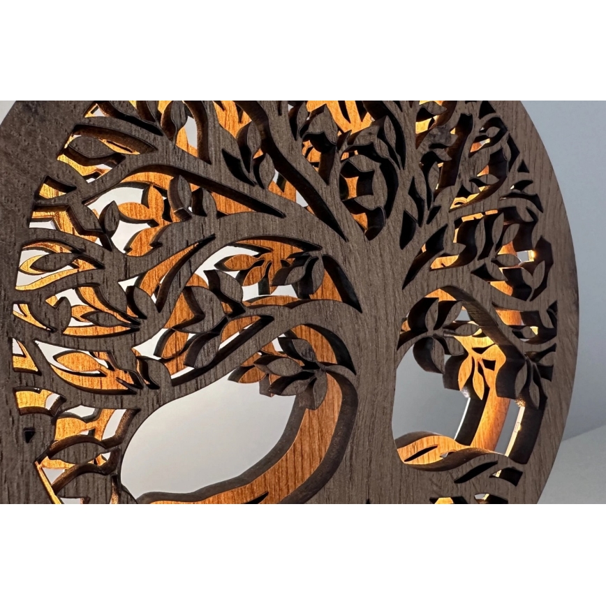 Li-Go 23648/DUB2 - Lámpara decorativa de sobremesa LED regulable LED/12W/230V 30x31 cm roble/Árbol de la vida
