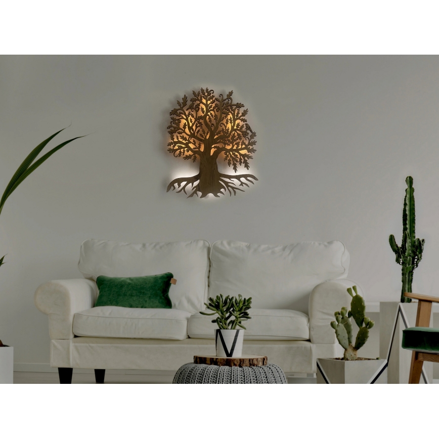 Li-Go 23673/DUB2 - Decoración de pared LED regulable LED/10W/5V 20000 mAh 45x55 cm roble + mando a distancia