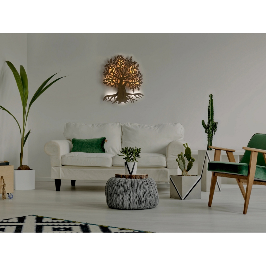 Li-Go 23673/DUB2 - Decoración de pared LED regulable LED/10W/5V 20000 mAh 45x55 cm roble + mando a distancia