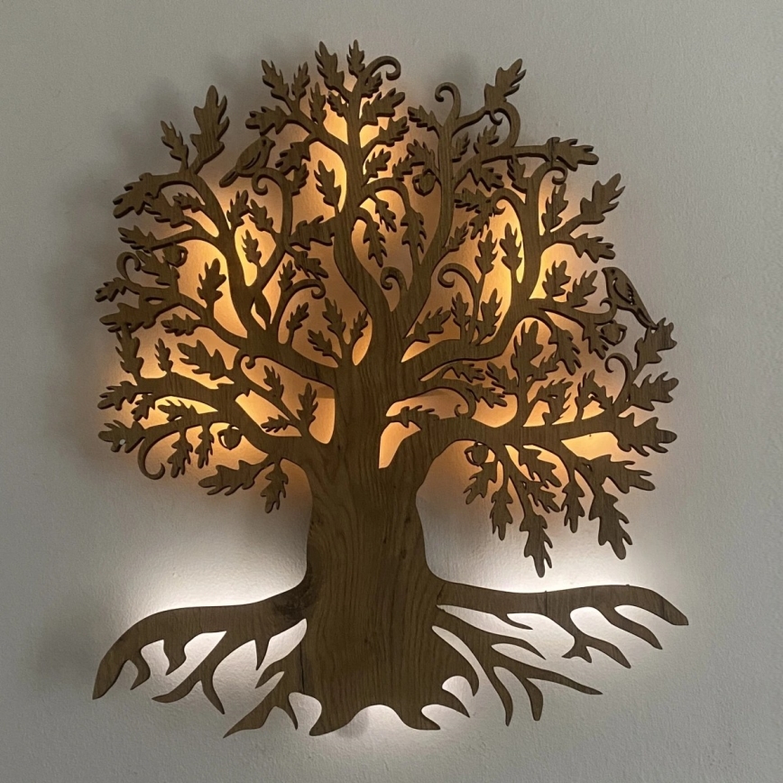 Li-Go 23673/DUB2 - Decoración de pared LED regulable LED/10W/5V 20000 mAh 45x55 cm roble + mando a distancia