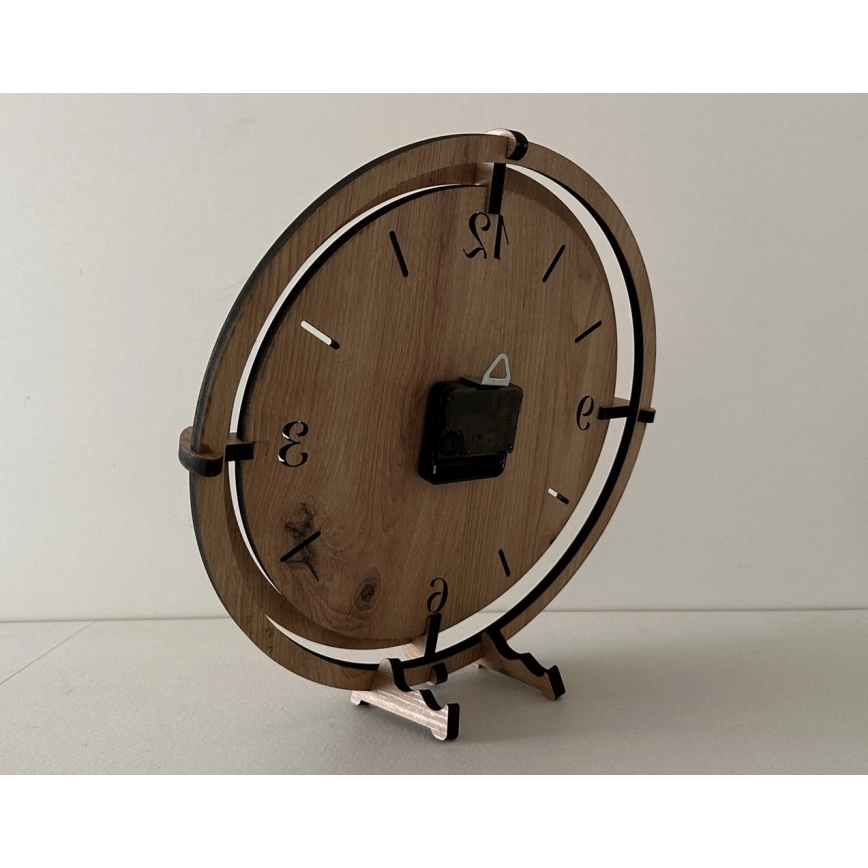 Li-Go 23676/DUB5 - Reloj de pared 1x AA Ø 32 cm roble/Montañas