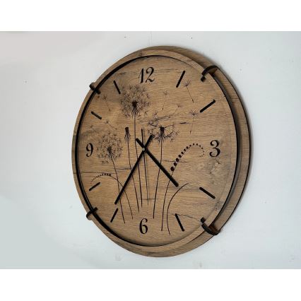 Li-Go 23682/DUB5 - Reloj de madera 1xAA diámetro 32 cm roble/Diente de león