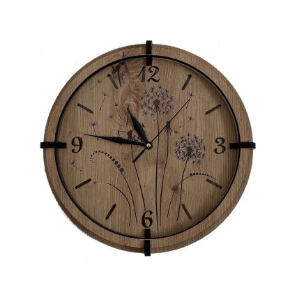 Li-Go 23682/DUB5 - Reloj de madera 1xAA diámetro 32 cm roble/Diente de león