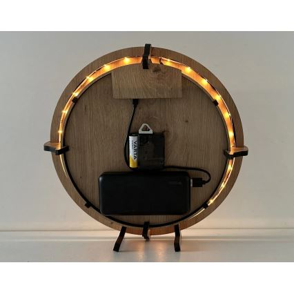 Li-Go 23688/DUB2 - Reloj LED regulable con sensor de movimiento LED/5V 20000 mAh + 1xAA Ø 32 cm roble/Diente de león