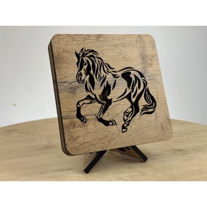 Li-Go 4070/DUB2 - Lámpara de mesa decorativa LED/12W/230V 19x19 cm roble/caballo