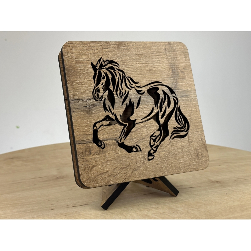 Li-Go 4070/DUB2 - Lámpara de mesa decorativa LED/12W/230V 19x19 cm roble/caballo