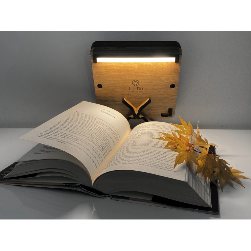 Li-Go 4070/DUB2 - Lámpara de mesa decorativa LED/12W/230V 19x19 cm roble/caballo