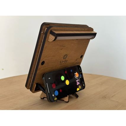 Li-Go 4070/DUB2 - Lámpara de mesa decorativa LED/12W/230V 19x19 cm roble/caballo