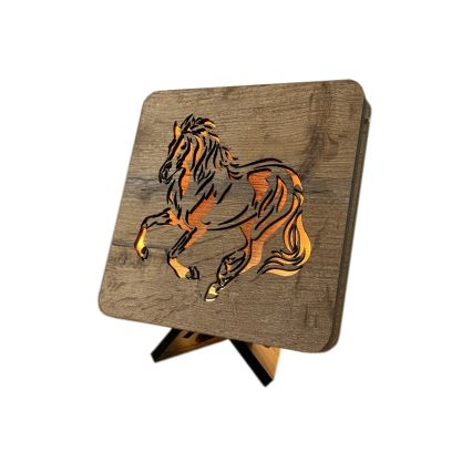 Li-Go 4070/DUB2 - Lámpara de mesa decorativa LED/12W/230V 19x19 cm roble/caballo