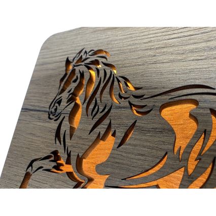 Li-Go 4070/DUB2 - Lámpara de mesa decorativa LED/12W/230V 19x19 cm roble/caballo