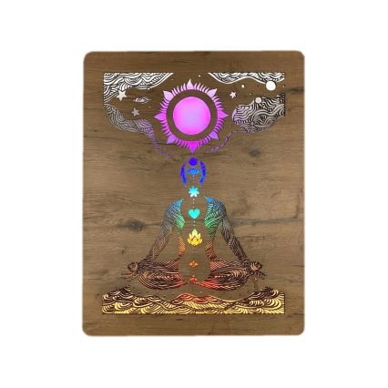 Li-Go 4421/A/4 - Decoración mural LED regulable LED/10W/5V 30000 mAh 70x90 cm roble/chakras