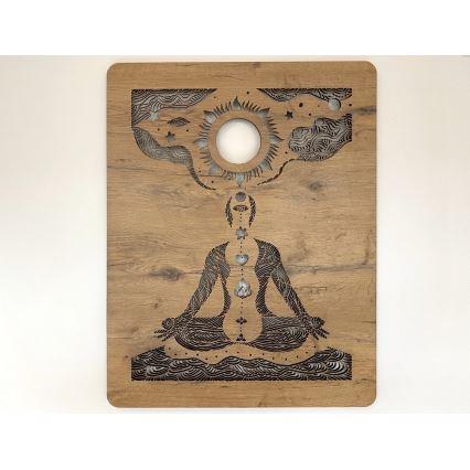 Li-Go 4421/A/4 - Decoración mural LED regulable LED/10W/5V 30000 mAh 70x90 cm roble/chakras