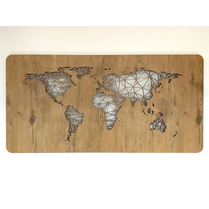 Li-Go 4457/A/4 - decoración mural LED regulable LED/10W/5V 30000 mAh 120x60 cm roble/Mapa del mundo