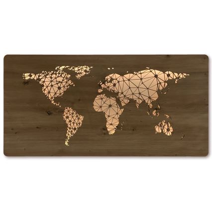 Li-Go 4457/A/4 - decoración mural LED regulable LED/10W/5V 30000 mAh 120x60 cm roble/Mapa del mundo