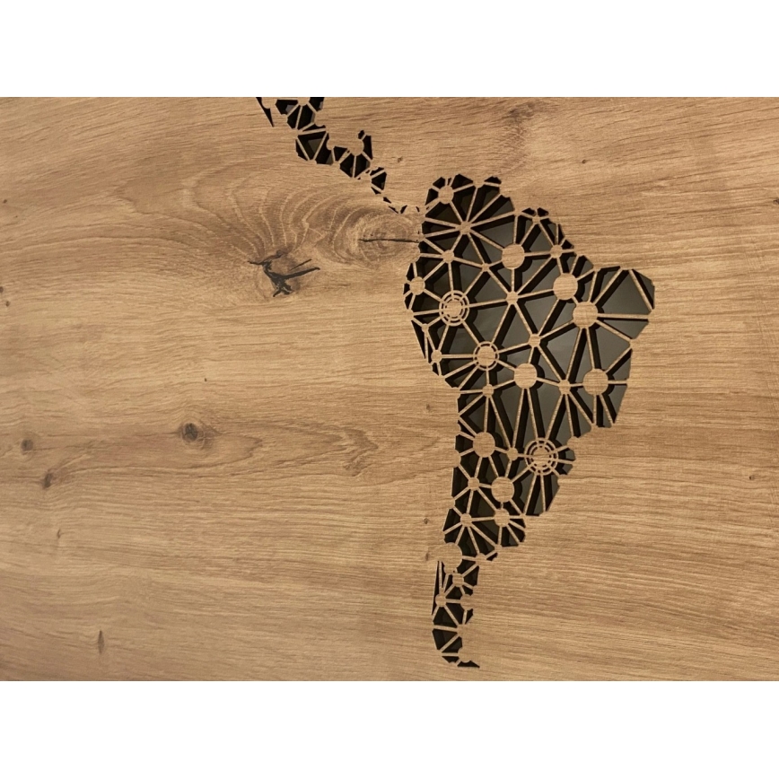 Li-Go 4457/A/4 - decoración mural LED regulable LED/10W/5V 30000 mAh 120x60 cm roble/Mapa del mundo