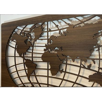 Li-Go 4709/DUB2 - LED RGBW decoración de pared regulable LED/24W/230V 125x74 cm roble/Mapa del mundo paralelos + mando a distancia