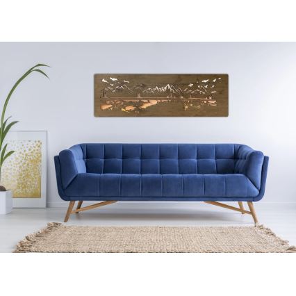 Li-Go 4778/A/4 - Decoración de pared LED regulable LED/10W/5V 30000 mAh 120x40 cm roble/Lago