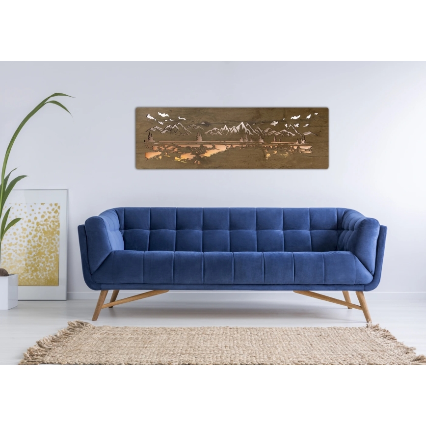 Li-Go 4778/A/4 - Decoración de pared LED regulable LED/10W/5V 30000 mAh 120x40 cm roble/Lago