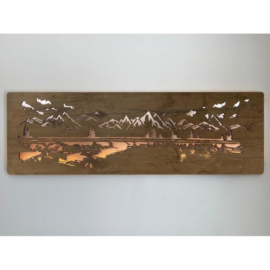 Li-Go 4778/A/4 - Decoración de pared LED regulable LED/10W/5V 30000 mAh 120x40 cm roble/Lago