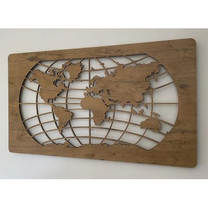 Li-Go 4868/DUB2 - Decoración de pared LED regulable LED/24W/230V 110x60 cm roble/Mapa del mundo con paralelos