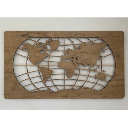 Li-Go 4868/DUB2 - Decoración de pared LED regulable LED/24W/230V 110x60 cm roble/Mapa del mundo con paralelos
