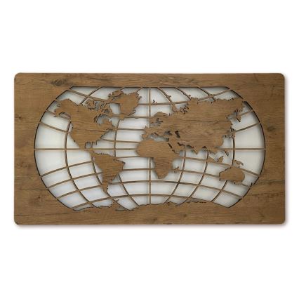 Li-Go 4868/DUB2 - Decoración de pared LED regulable LED/24W/230V 110x60 cm roble/Mapa del mundo con paralelos
