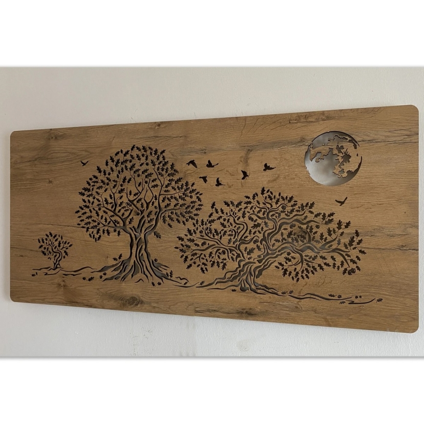 Li-Go 5042/DUB2 - Lámpara decorativa de pared LED regulable LED/24W/230V 110x50 cm roble/Tres robles y luna