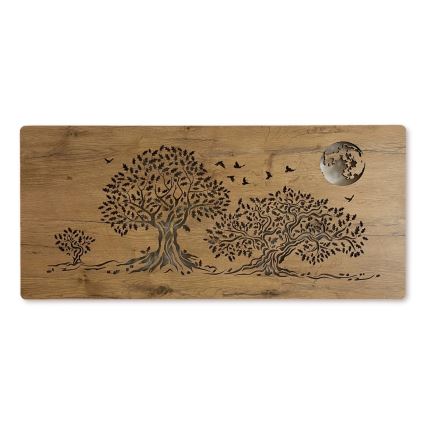 Li-Go 5042/DUB2 - Lámpara decorativa de pared LED regulable LED/24W/230V 110x50 cm roble/Tres robles y luna