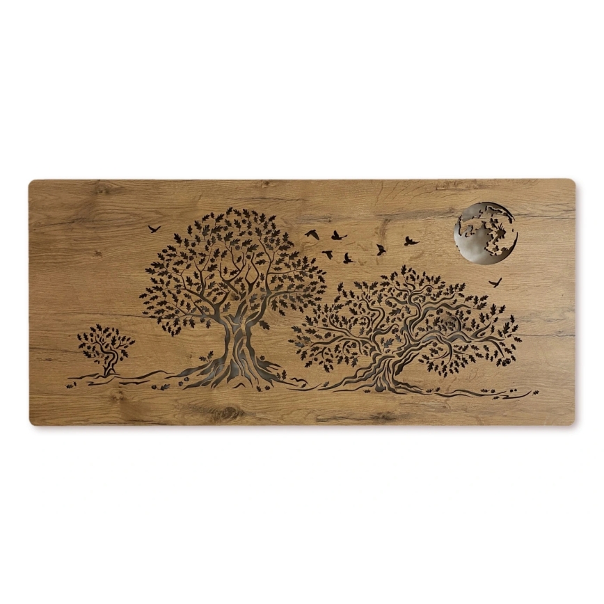 Li-Go 5042/DUB2 - Lámpara decorativa de pared LED regulable LED/24W/230V 110x50 cm roble/Tres robles y luna