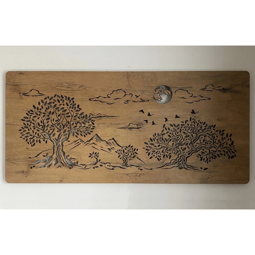 Li-Go 5478/DUB2 - Decoración de pared LED regulable LED/24W/230V 130x60 cm roble/Cuatro robles y luna