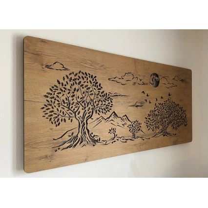 Li-Go 5478/DUB2 - Decoración de pared LED regulable LED/24W/230V 130x60 cm roble/Cuatro robles y luna