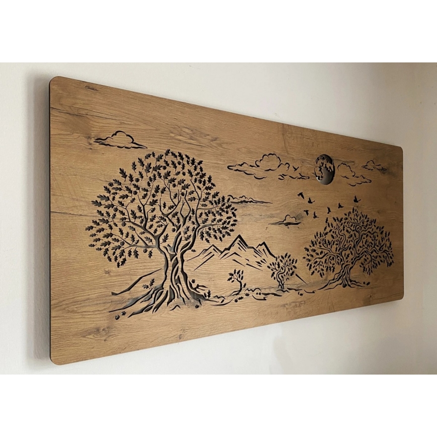 Li-Go 5478/DUB2 - Decoración de pared LED regulable LED/24W/230V 130x60 cm roble/Cuatro robles y luna