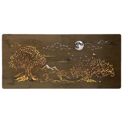 Li-Go 5478/DUB2 - Decoración de pared LED regulable LED/24W/230V 130x60 cm roble/Cuatro robles y luna