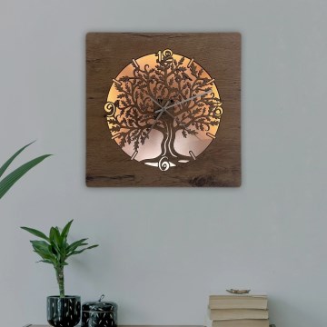 Li-Go 5652/DUB2 - Reloj de pared LED regulable LED/10W/5V 20000 mAh 42x42 cm roble/roble circular + mando a distancia