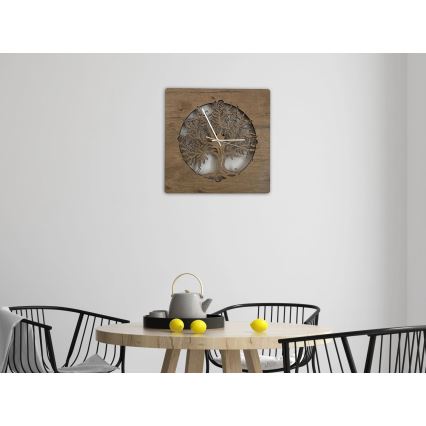 Li-Go 5652/DUB2 - Reloj de pared LED regulable LED/10W/5V 20000 mAh 42x42 cm roble/roble circular + mando a distancia