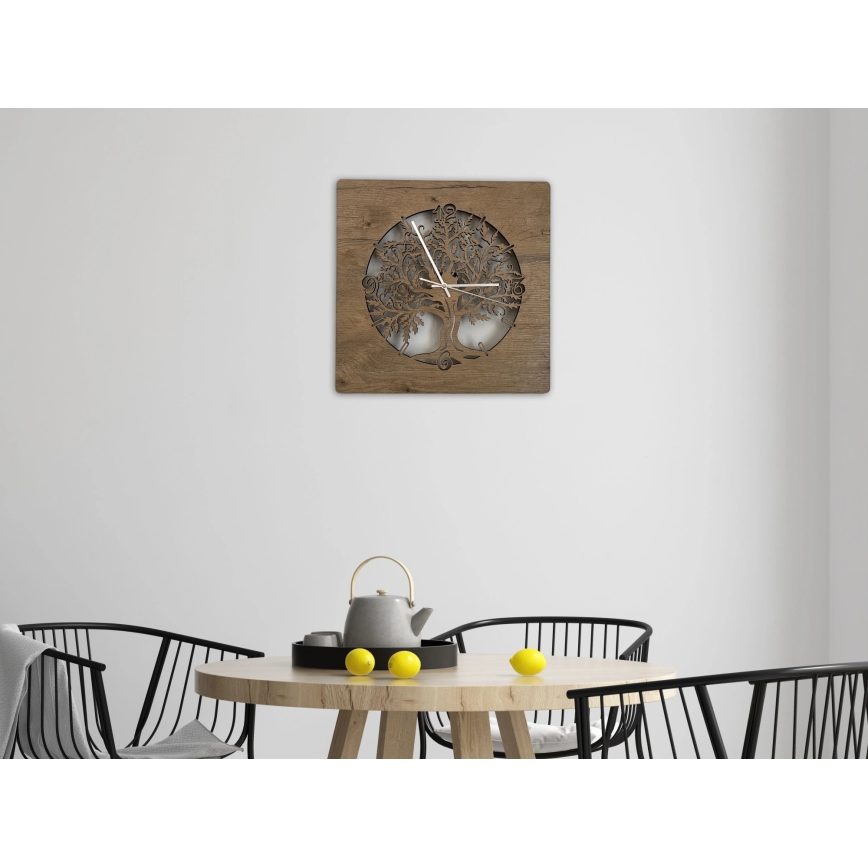 Li-Go 5652/DUB2 - Reloj de pared LED regulable LED/10W/5V 20000 mAh 42x42 cm roble/roble circular + mando a distancia