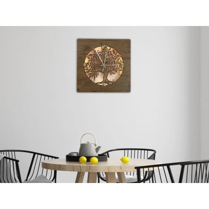 Li-Go 5652/DUB2 - Reloj de pared LED regulable LED/10W/5V 20000 mAh 42x42 cm roble/roble circular + mando a distancia