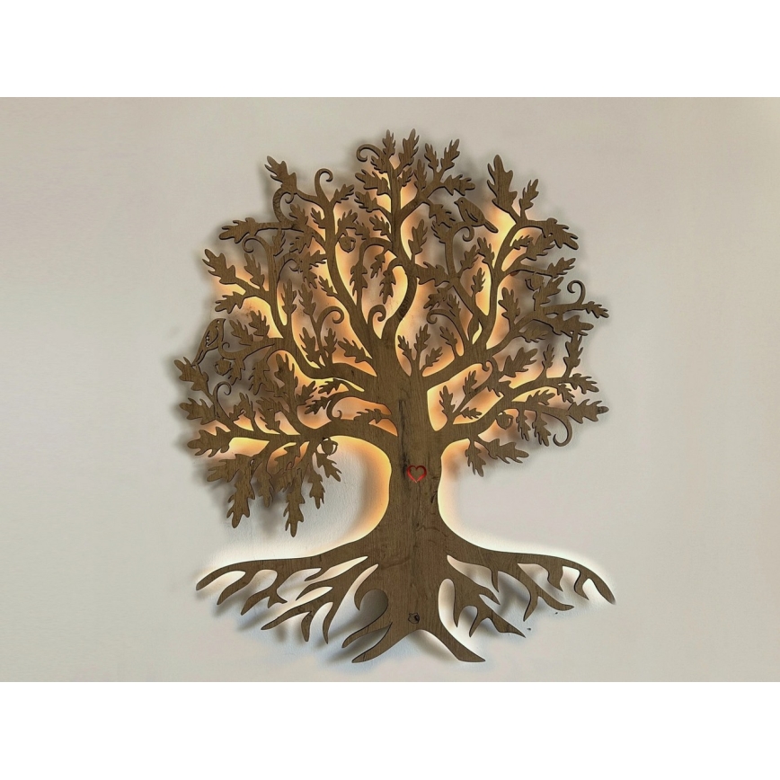 Li-Go 5742/DUB2 - Aplique decorativo de pared LED regulable, 10 W/230 V, 90 x 110 cm, roble