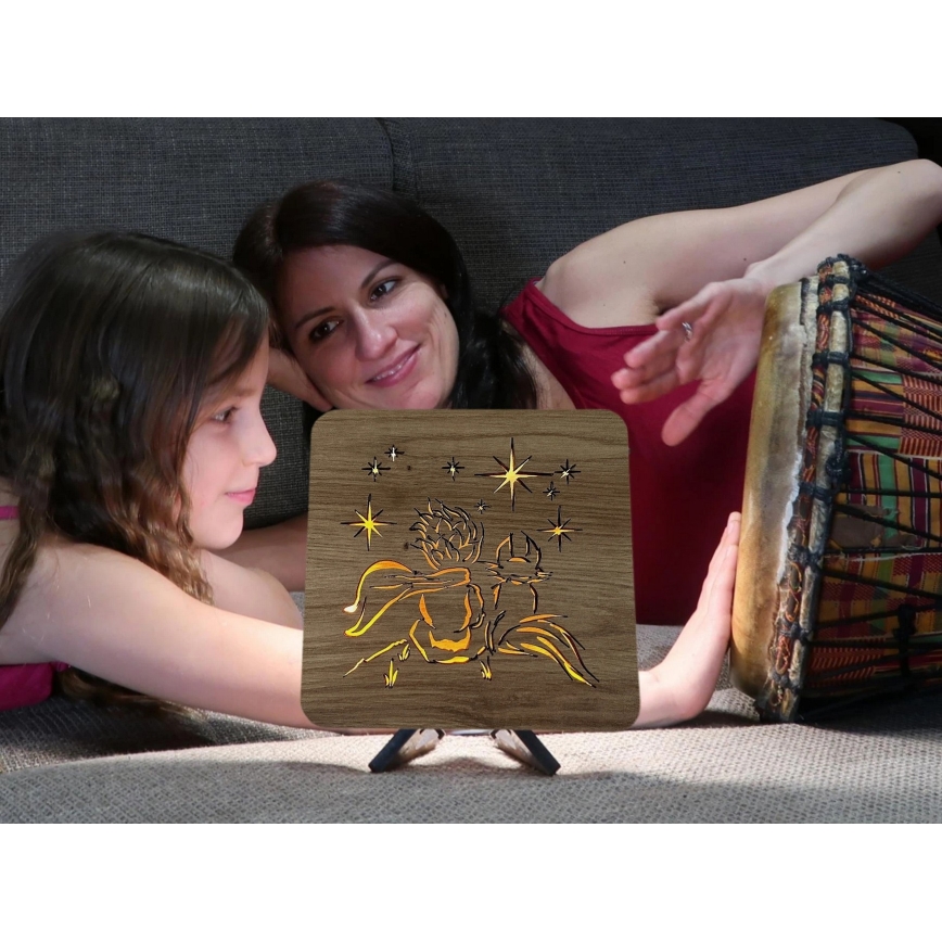 Li-Go 5788/DUB2 - LED Decoración de mesa LED/12W/230V 19x19 cm roble/El Principito