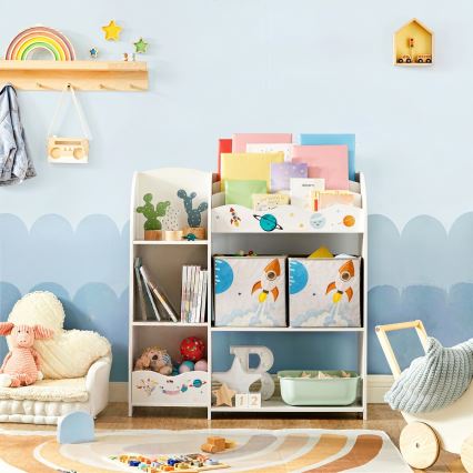 Librería infantil con cajas de tela ANET blanca