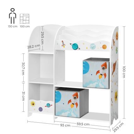 Librería infantil con cajas de tela ANET blanca