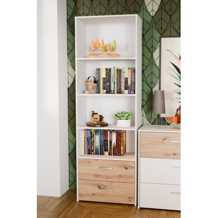 Librería URO roble artisan/blanco