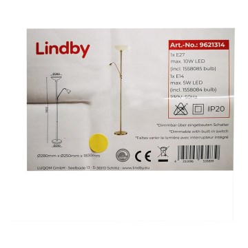 Lindby - Lámpara de pie JOST 1xE27/10W/230V + 1xE14/5W