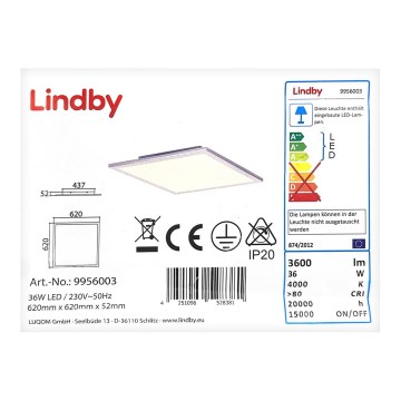 Lindby - Plafón LED LIVEL LED/36W/230V