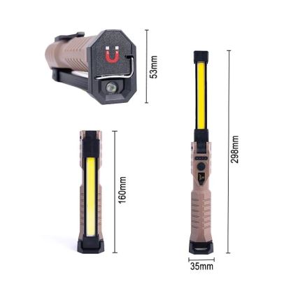 Linterna de trabajo LED regulable recargable con función de power bank LED/4W/5V IPX4 600 lúmenes 2000 mAh